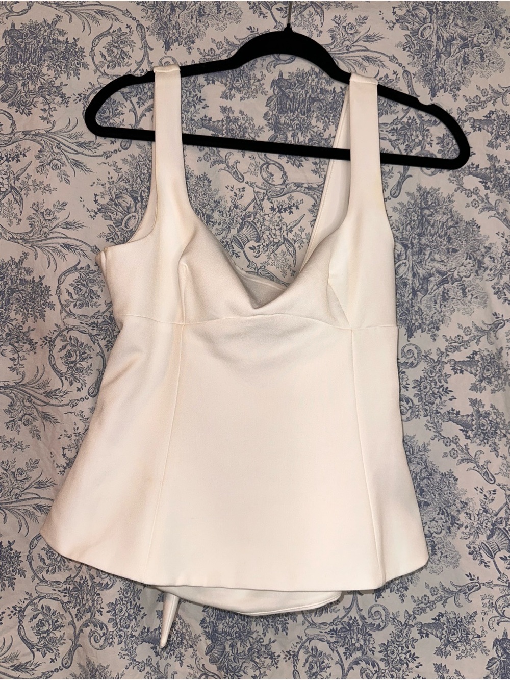 Zara Cream V-Neck Peplum Camisole with Bow and Cut Out Detail